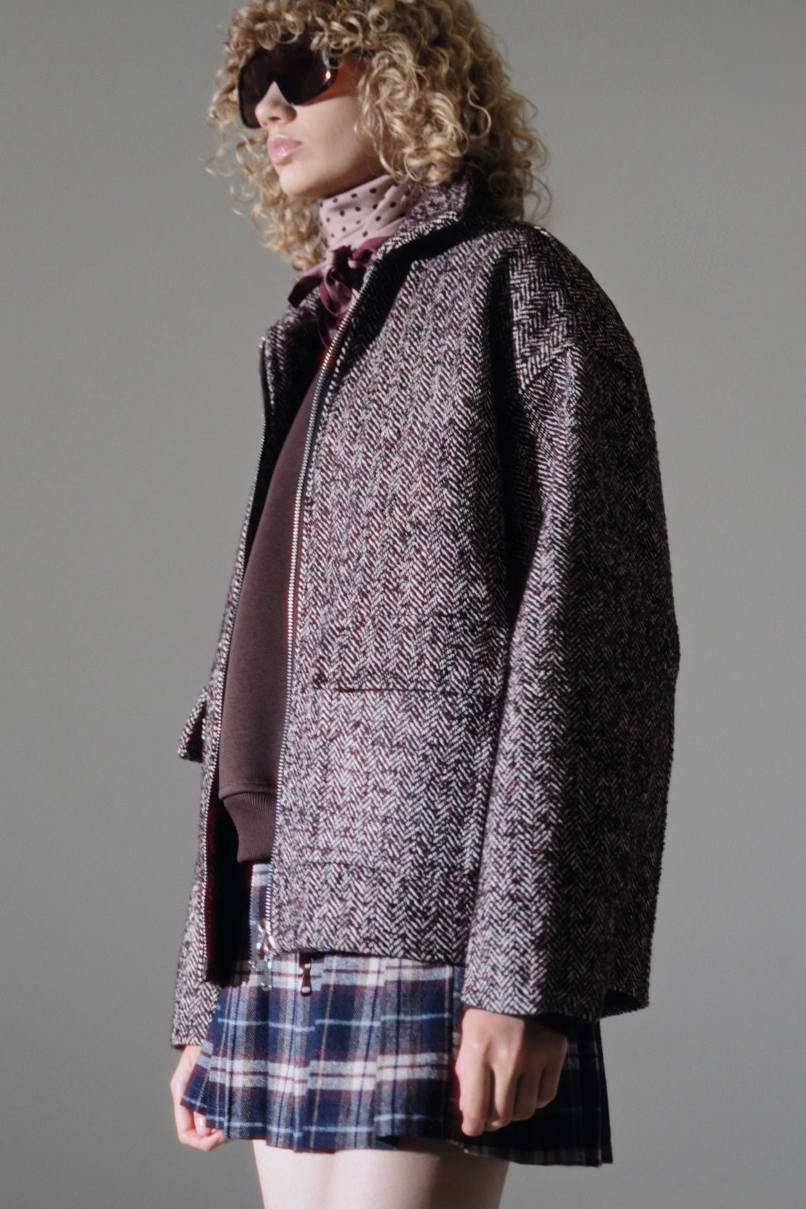 Wollmix Tweed-Jacke mit Taschen