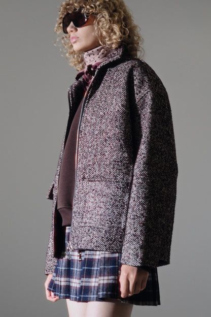 Wollmix Tweed-Jacke mit Taschen