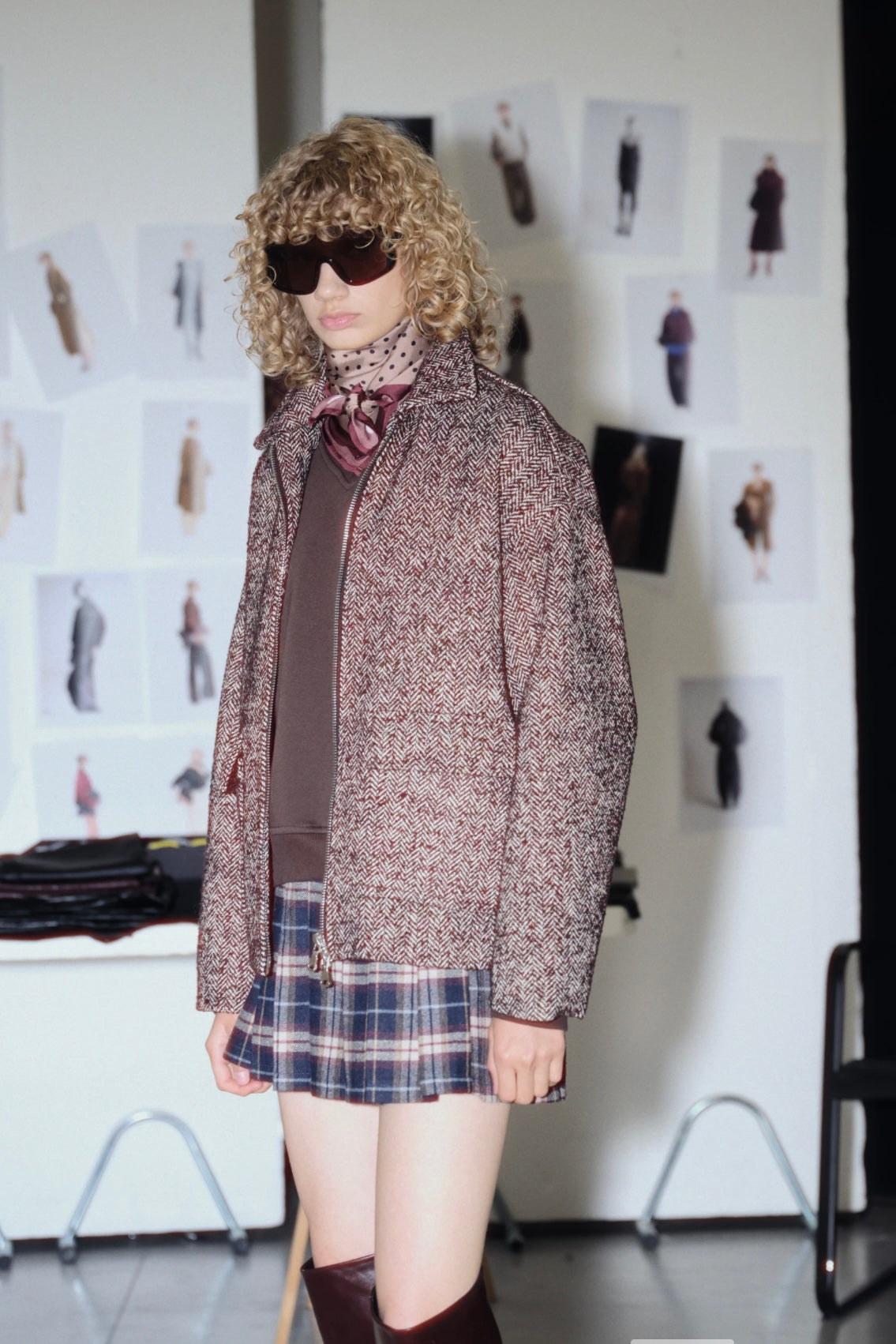 Wollmix Tweed-Jacke mit Taschen