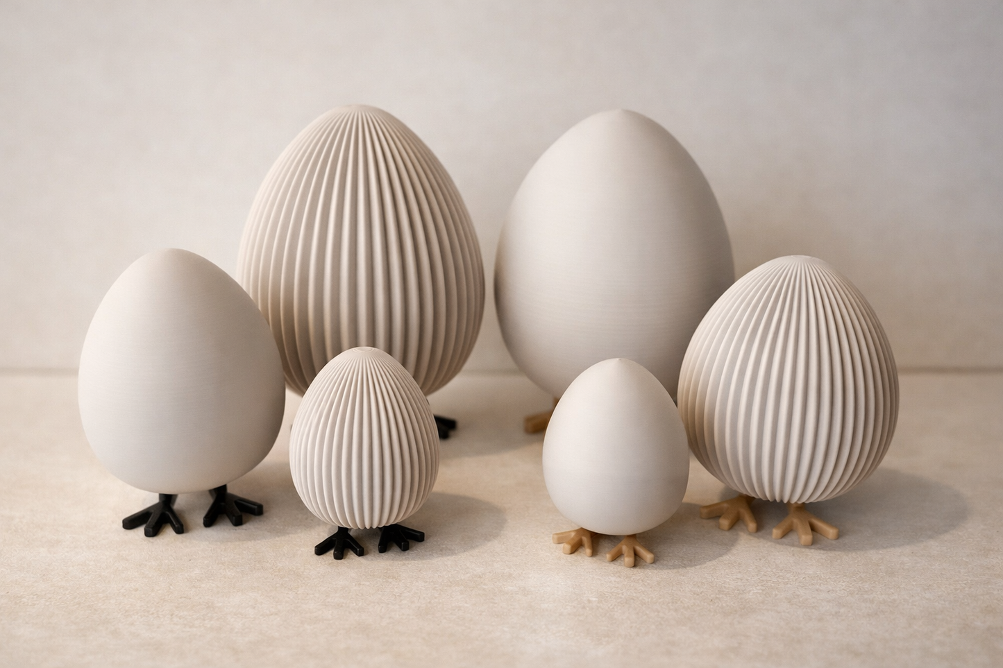 Skandi Deko-Ei mit Füßen | 3D-Druck | glatt, geriffelt oder rau | MITTEL