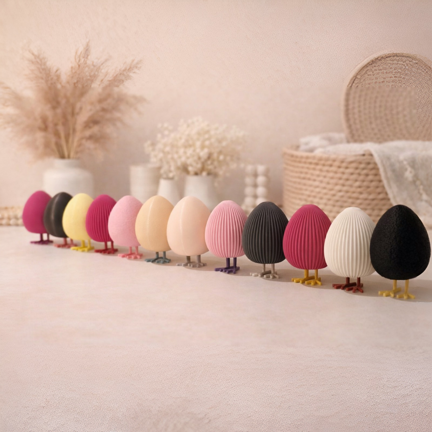 Skandi Deko-Ei mit Füßen | 3D-Druck | glatt, geriffelt oder rau