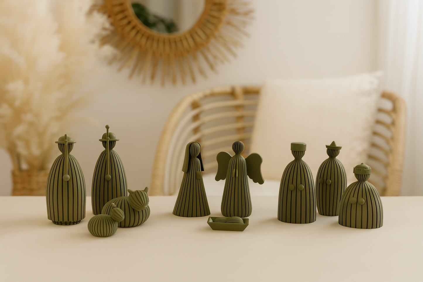 Weihnachtliche Krippe im minimalistischem Stil