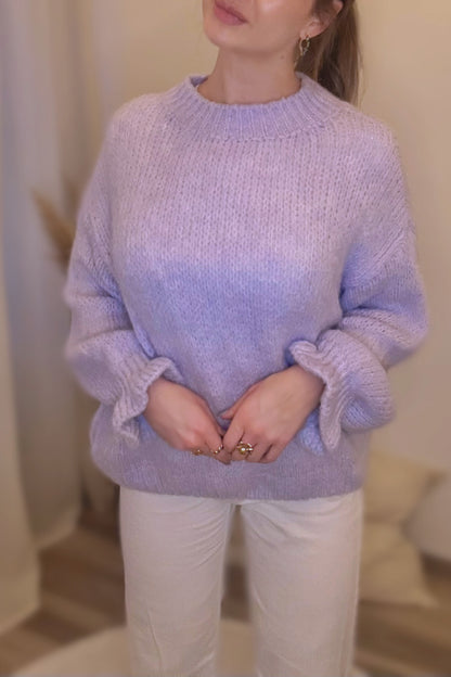 Lässiger Oversized-Strickpullover mit Trompetenärmeln