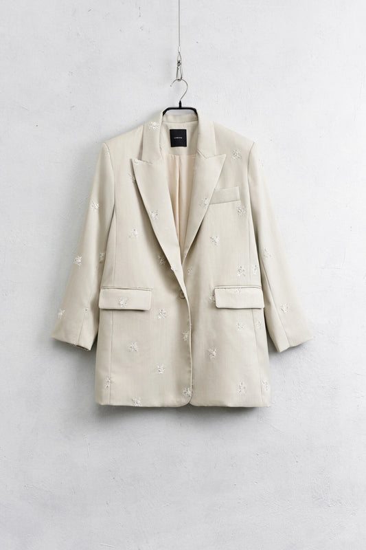 Langer Blazer mit Reverskragen und Schulterpolstern