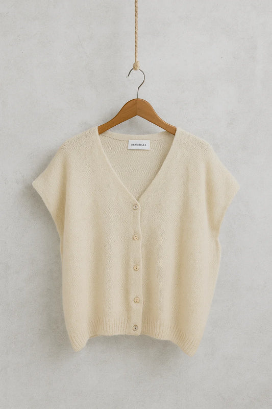 Strickweste Mohair beige