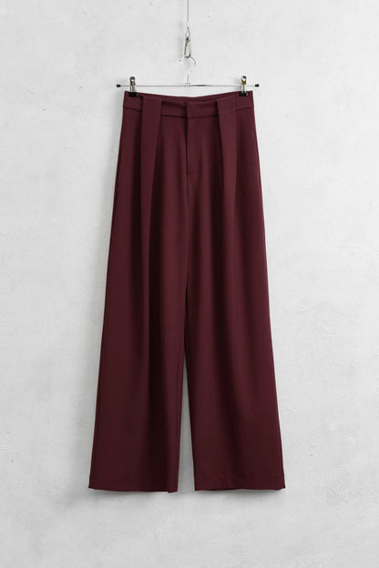 Palazzo-Hose mit Falten – Burgunder - Elli by Lena & Lisa