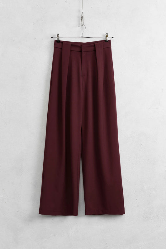 Fließende Business-Hose in Dunkelrot