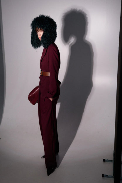 Palazzo-Hose mit Falten – Burgunder - Elli by Lena & Lisa