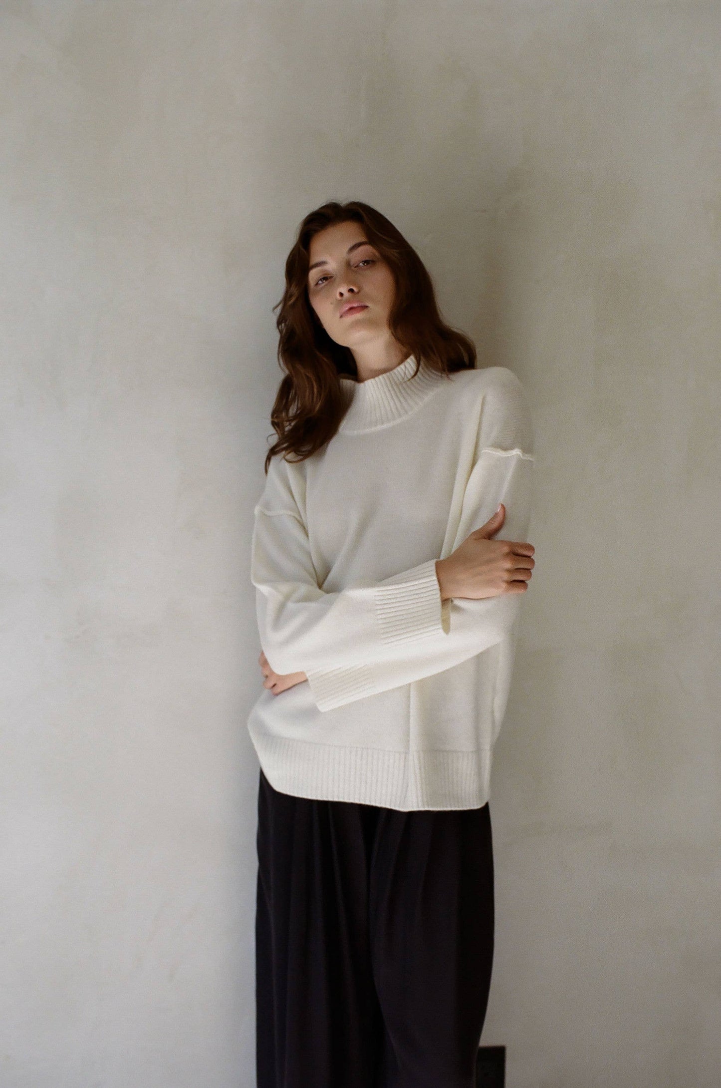 Weicher Winterpullover in Naturweiß