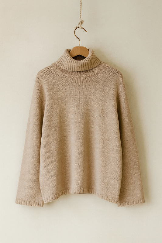 Kuscheliger Pullover mit Rollkragen in Taupe