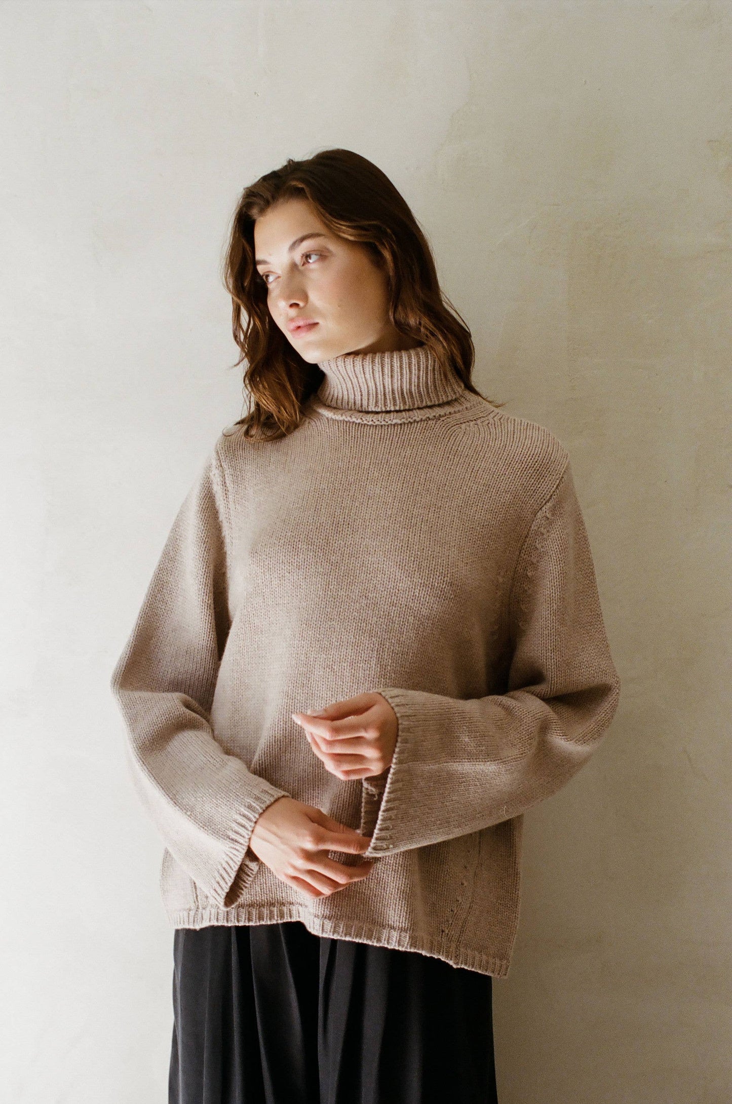 Hochwertiger Kaschmir-Wollpullover mit weitem Schnitt