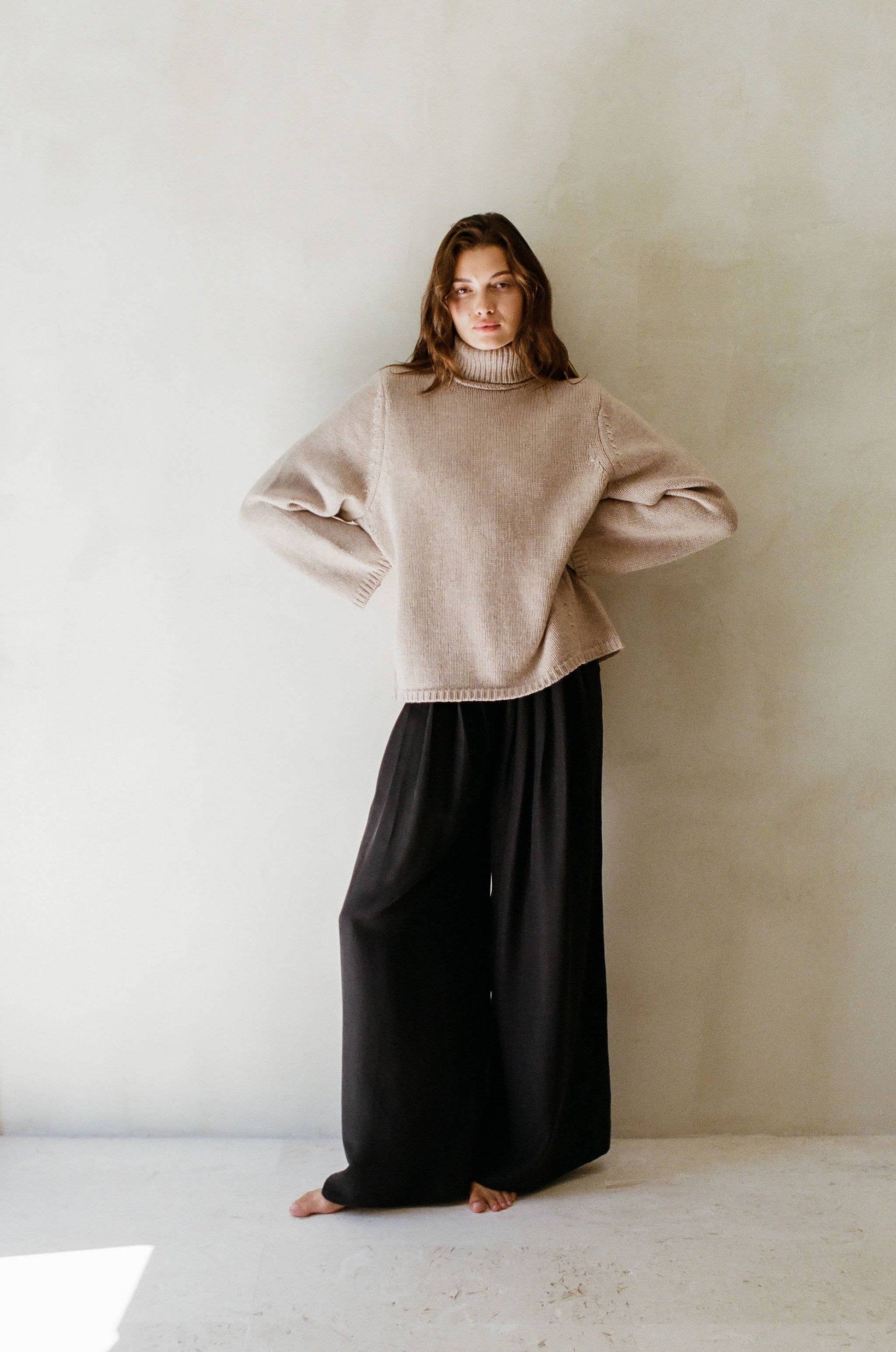 Warmer Winterpullover für Damen, taupe