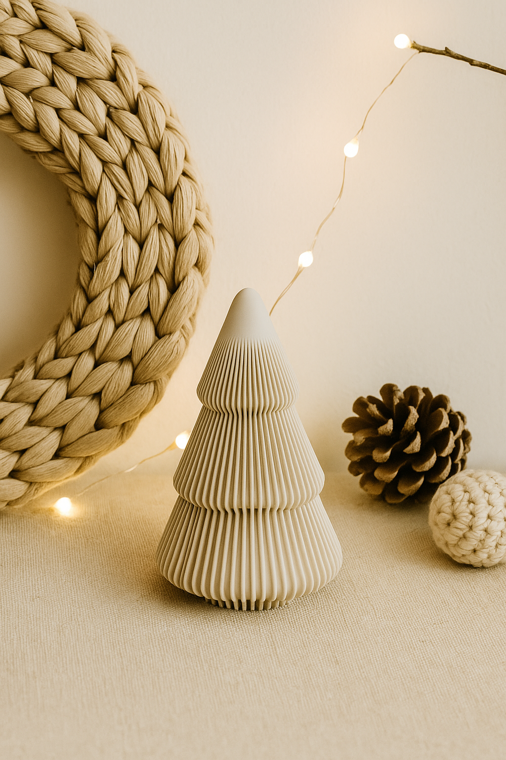 Weihnachtsbäume als Deko in verschiedenen Größen und Farben