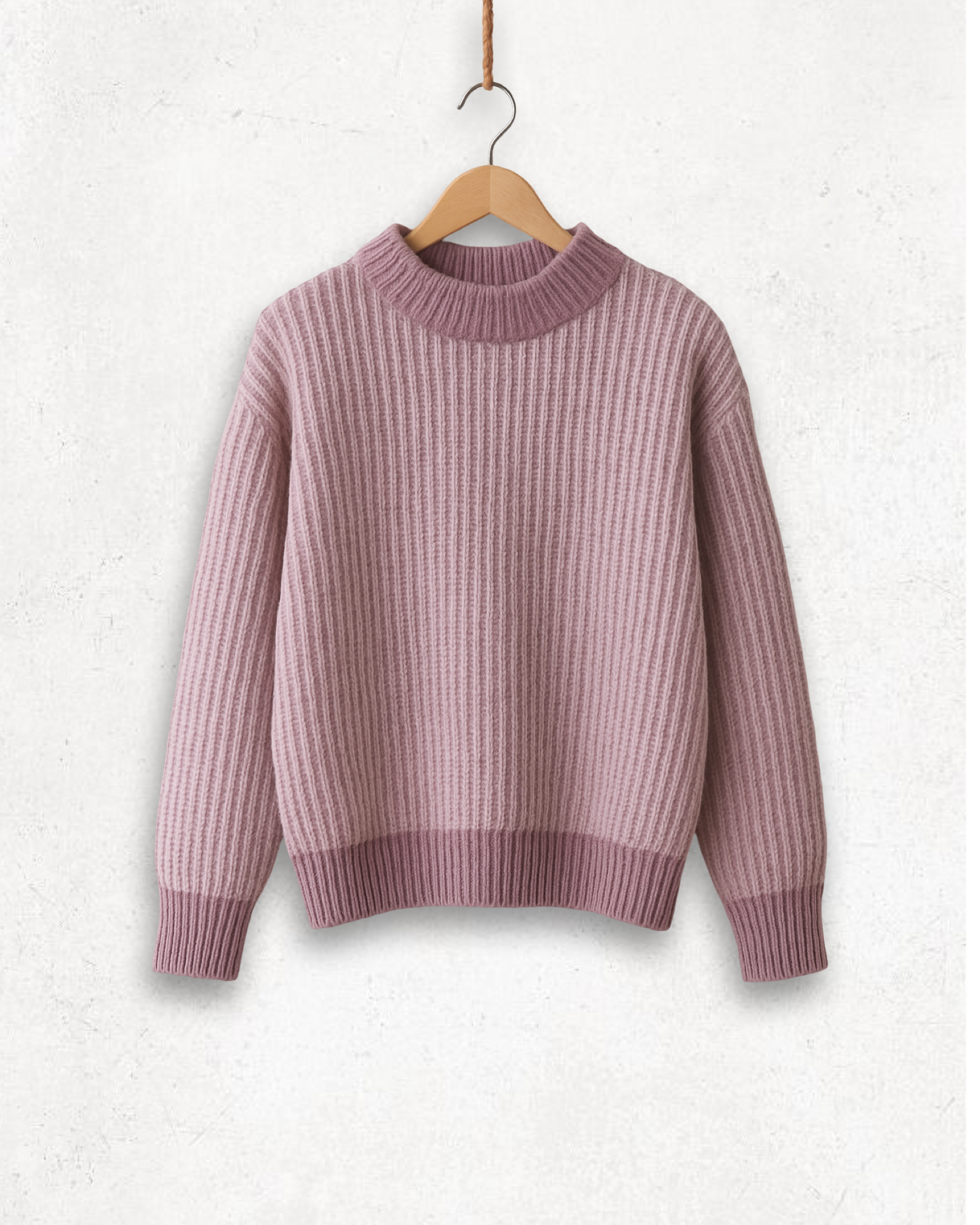 Trendpullover EMMA aus Alpaka-Wollmix – Malve und Beige