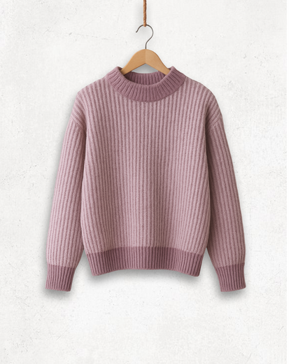 Trendpullover EMMA aus Alpaka-Wollmix – Malve und Beige