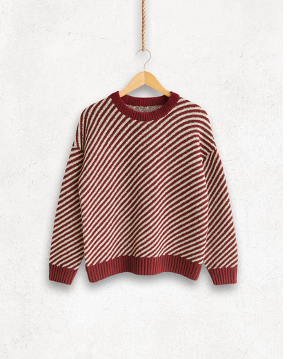 Strickpullover Laura in Burgund und Gelb