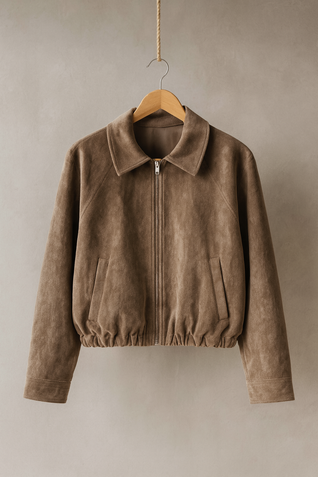 Velvet Bomber Jacket – Taupe Luxus Samt