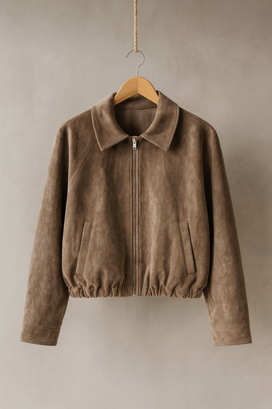 Velvet Bomber Jacket – Taupe Luxus Samt
