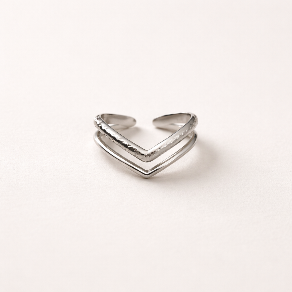 Silber Ring V Form – minimalistischer Chevron Ring