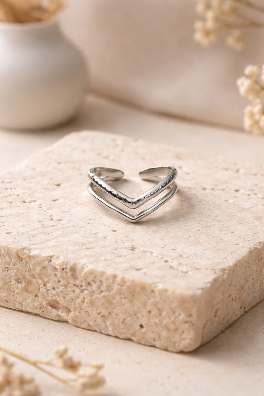 Silber Ring V Form – minimalistischer Chevron Ring