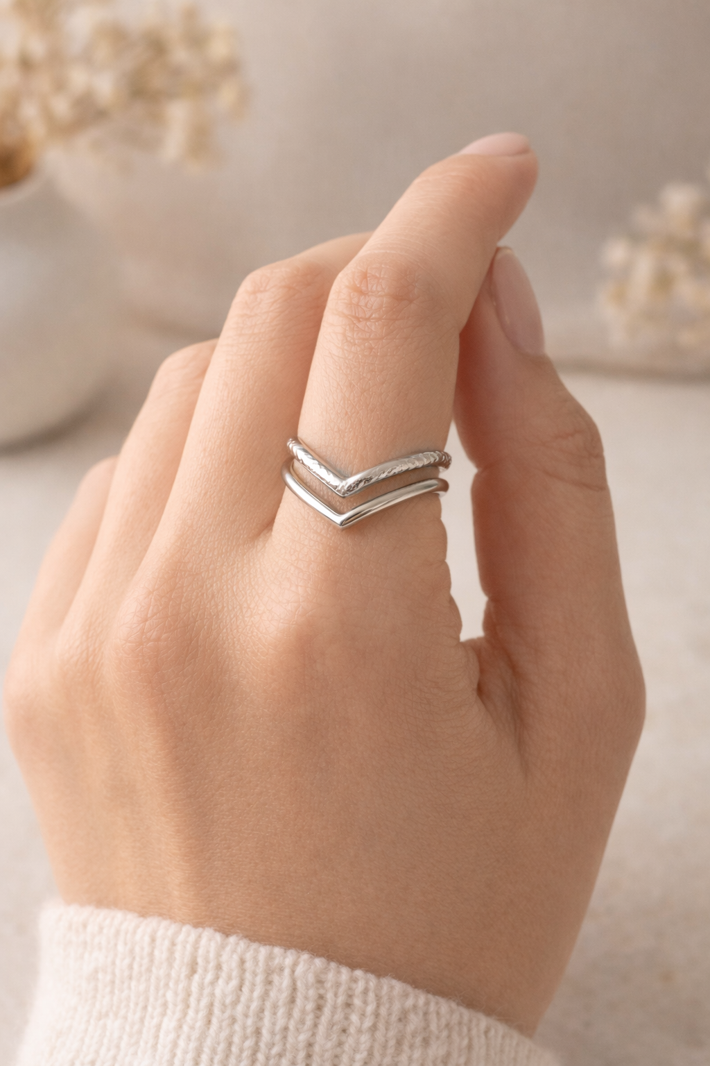 Silber Ring V Form – minimalistischer Chevron Ring