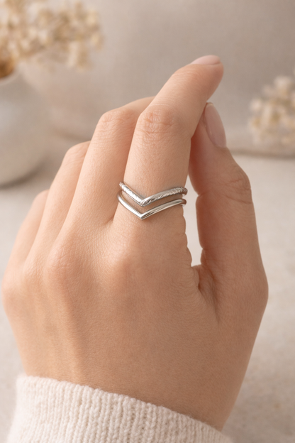 Silber Ring V Form – minimalistischer Chevron Ring