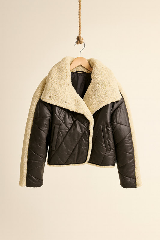 Oversize-Trendjacke mit Lammfellkontrast