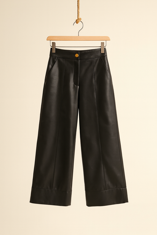 Vegane Leder Culotte in Schwarz