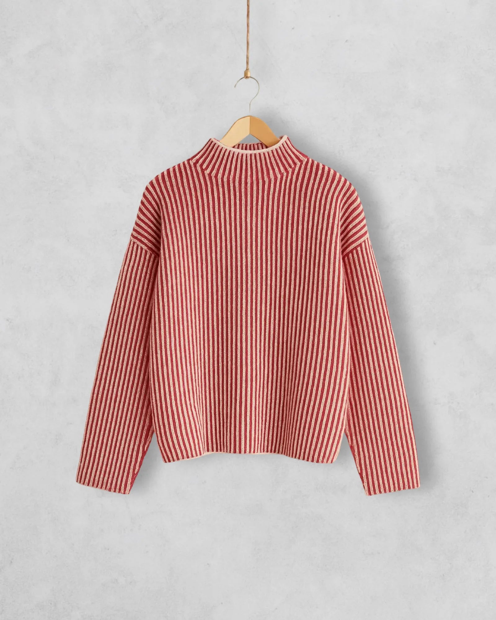 Strickpulli rot-rosa gestreift