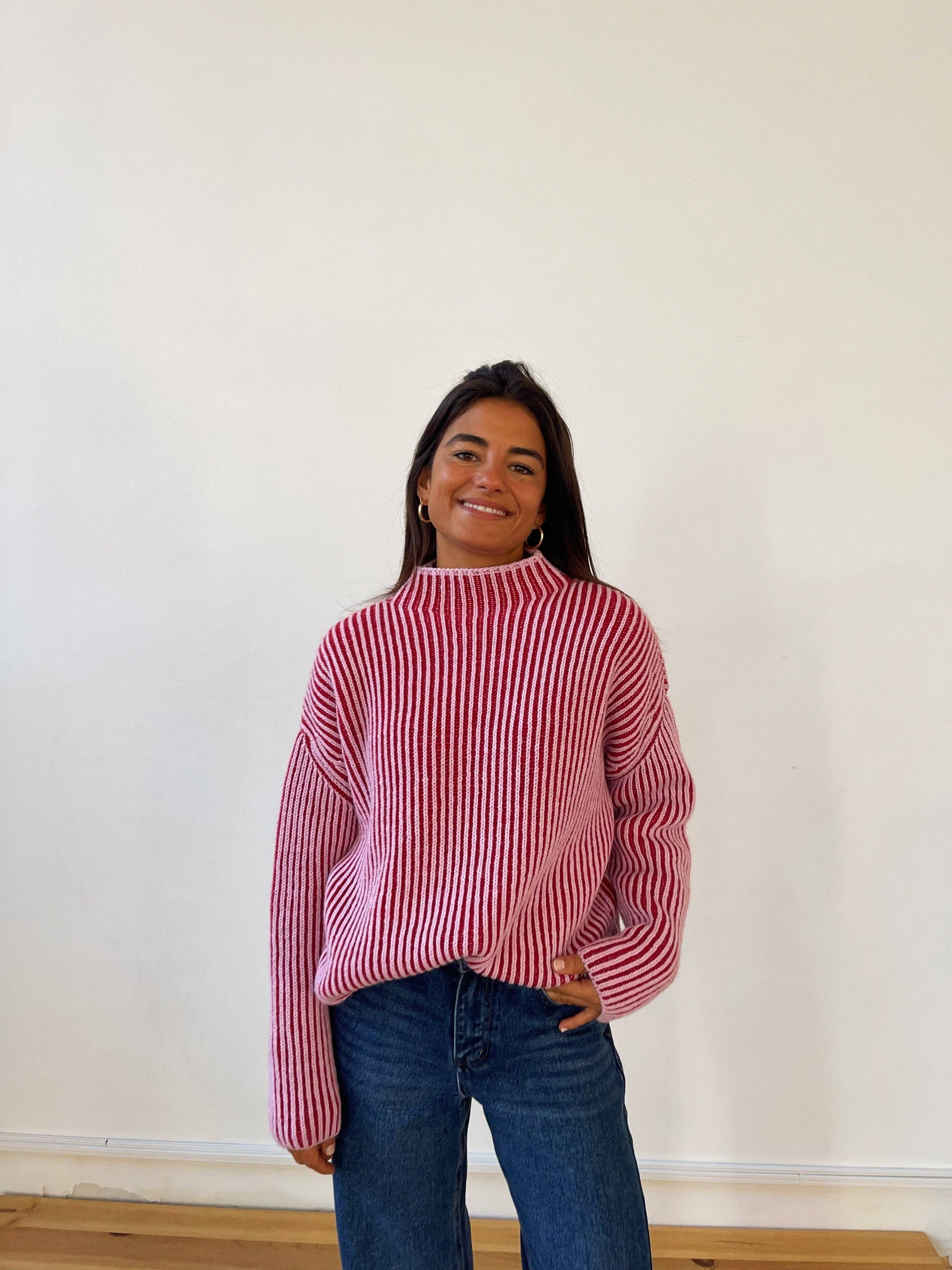 Pullover mit Wollanteil rot weiß
