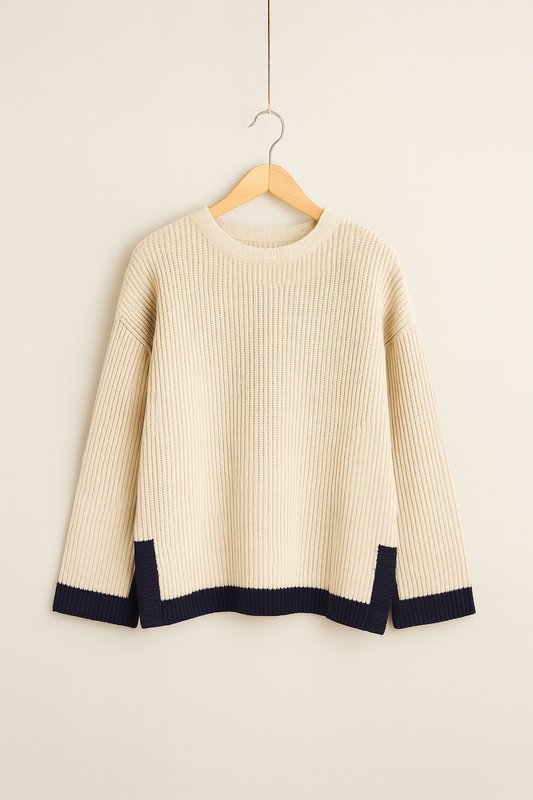 Oversize-Strickpullover mit Kontrast