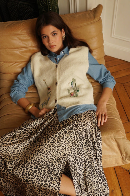 Langer Rock mit Animalprint und fließendem Schnitt
