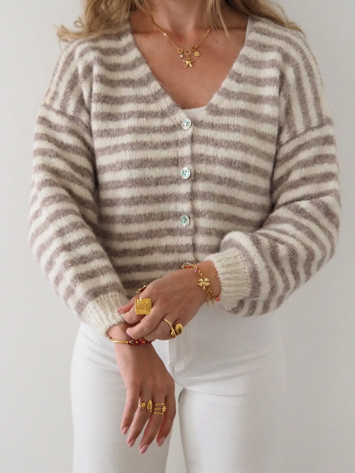 Strickjacke gestreift