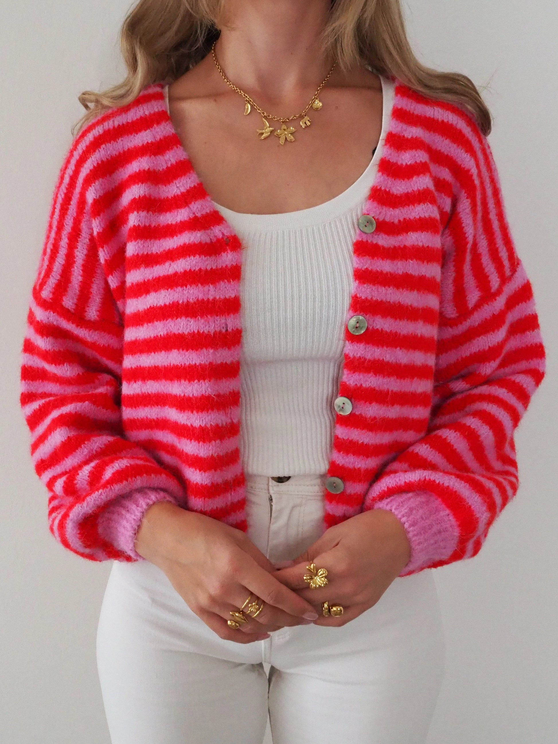 Strickjacke gestreift