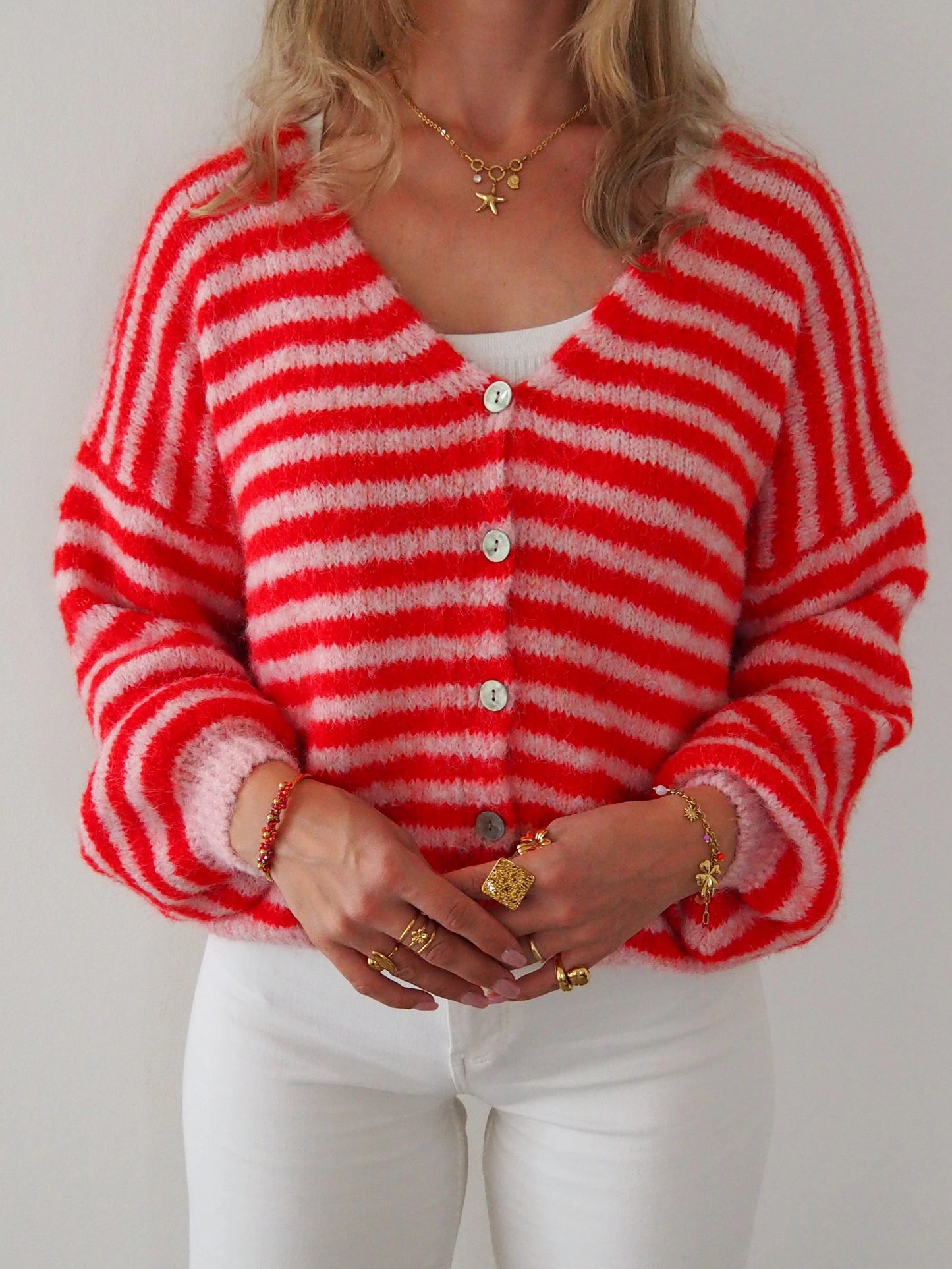 Strickjacke gestreift
