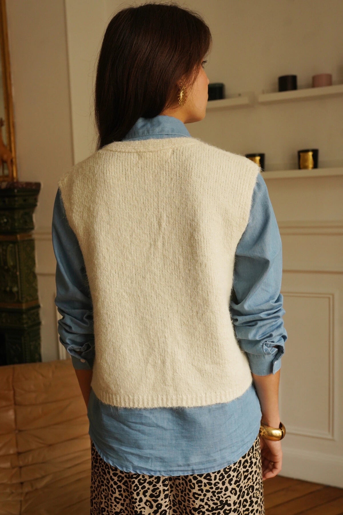 Bestickte Weste aus Wollmischung