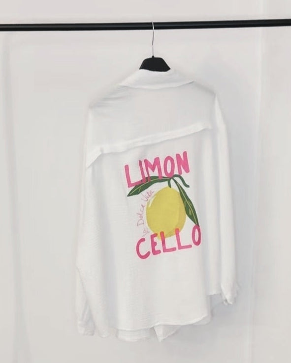 Stylische Musselinbluse mit Fruchtprint  „La Dolce Vita – Limoncello“
