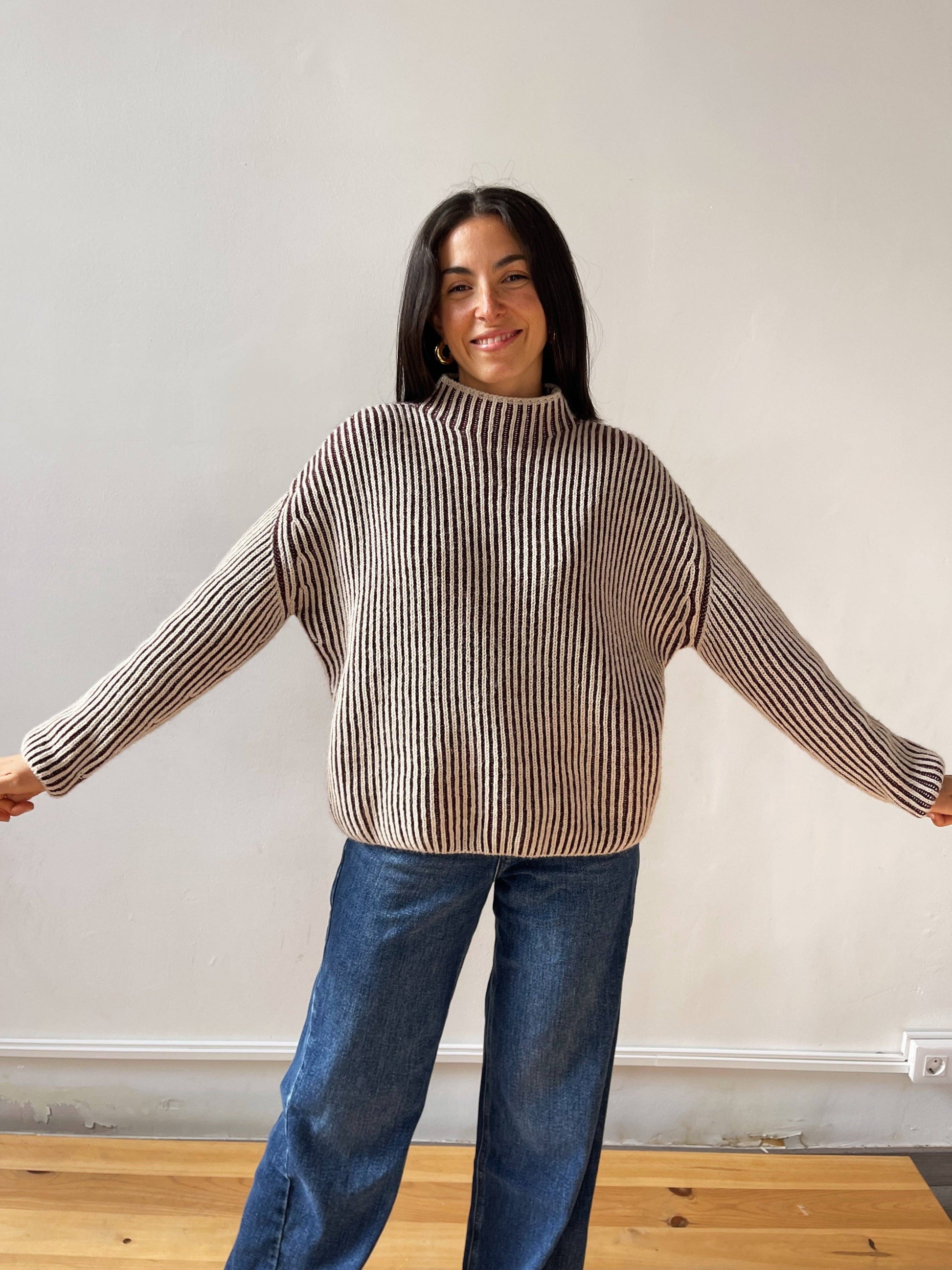 Pullover aus Baumwollmix mit hohem Rundhalsausschnitt