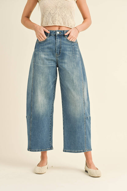 Barrel-Jeans in blau