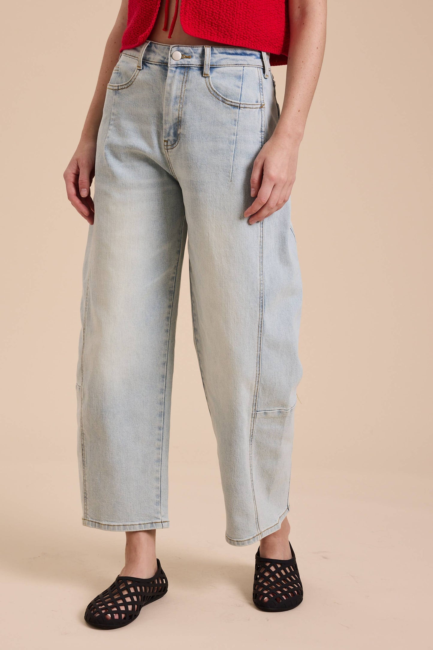 Barrel-Jeans in blau