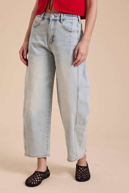 Barrel-Jeans in blau