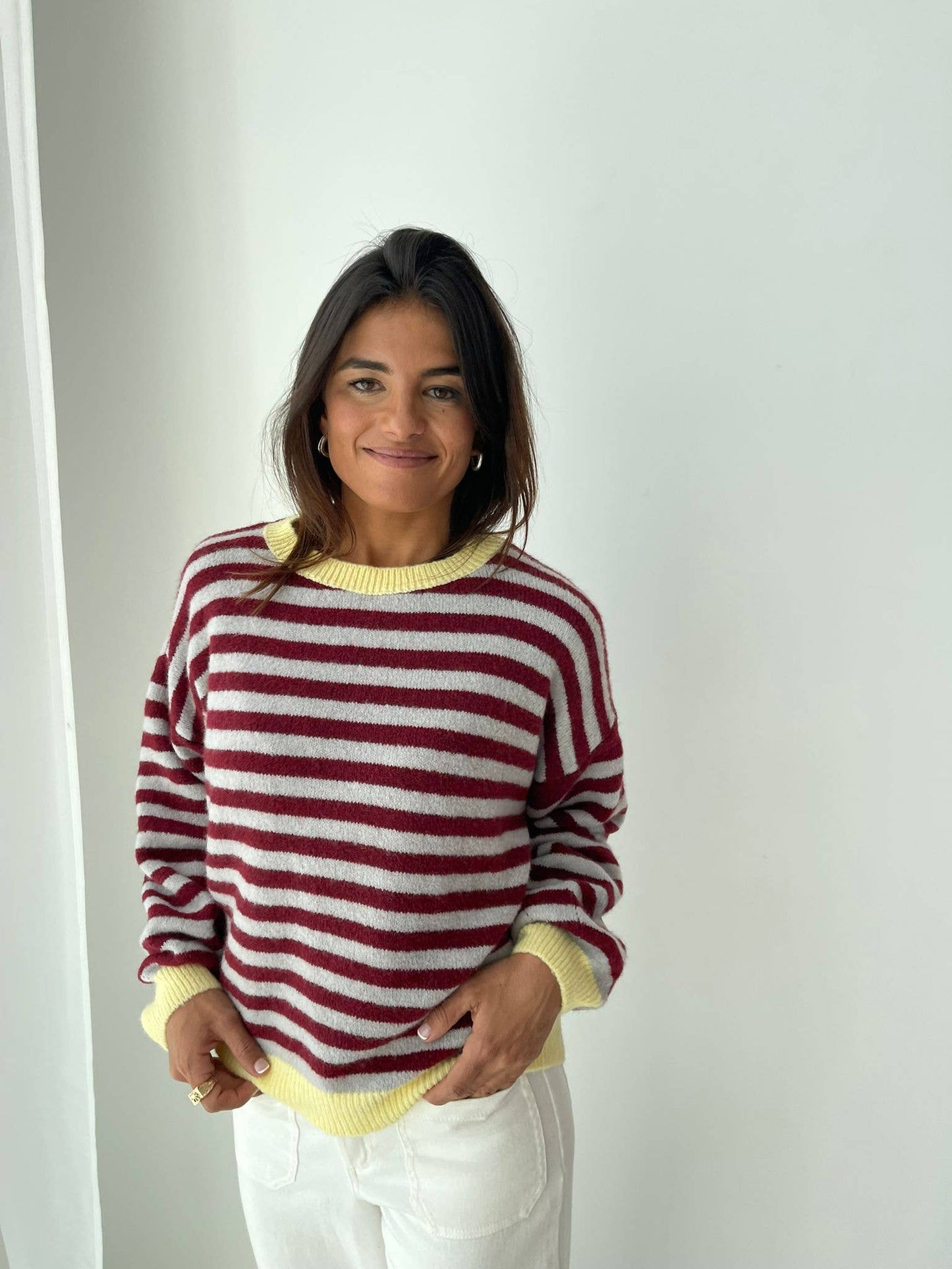 Weicher Strickpullover PIA mit Streifenmuster