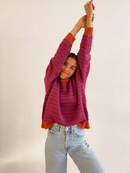 Orange und lila Gestreifter Pullover COPIA