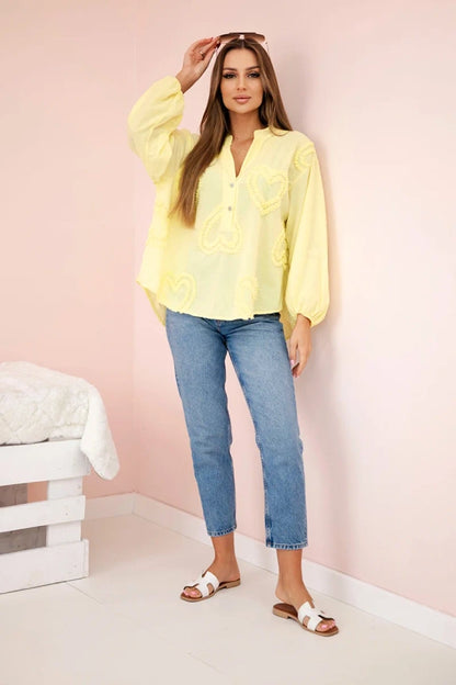 Baumwoll-Bluse mit Herzen