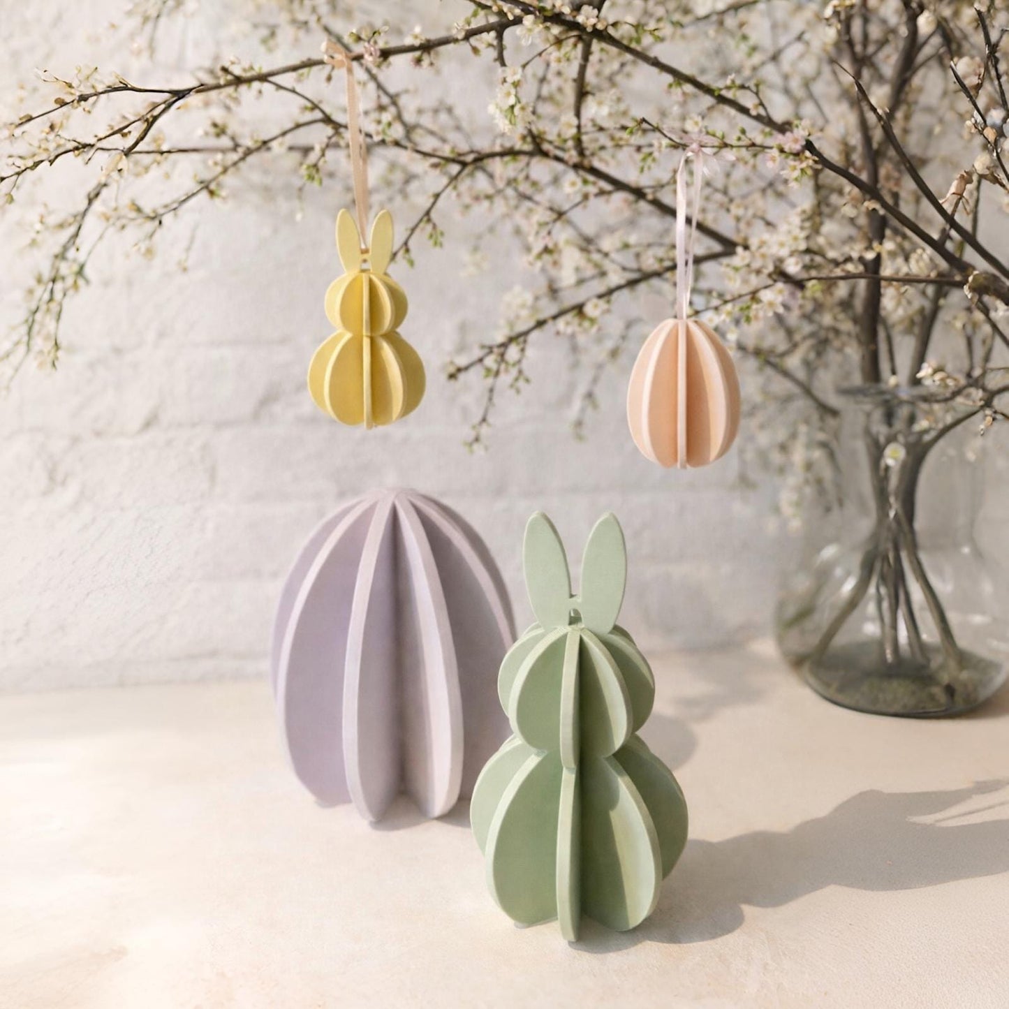 Osterfigur Hase & Ei stehend - Wabenoptik