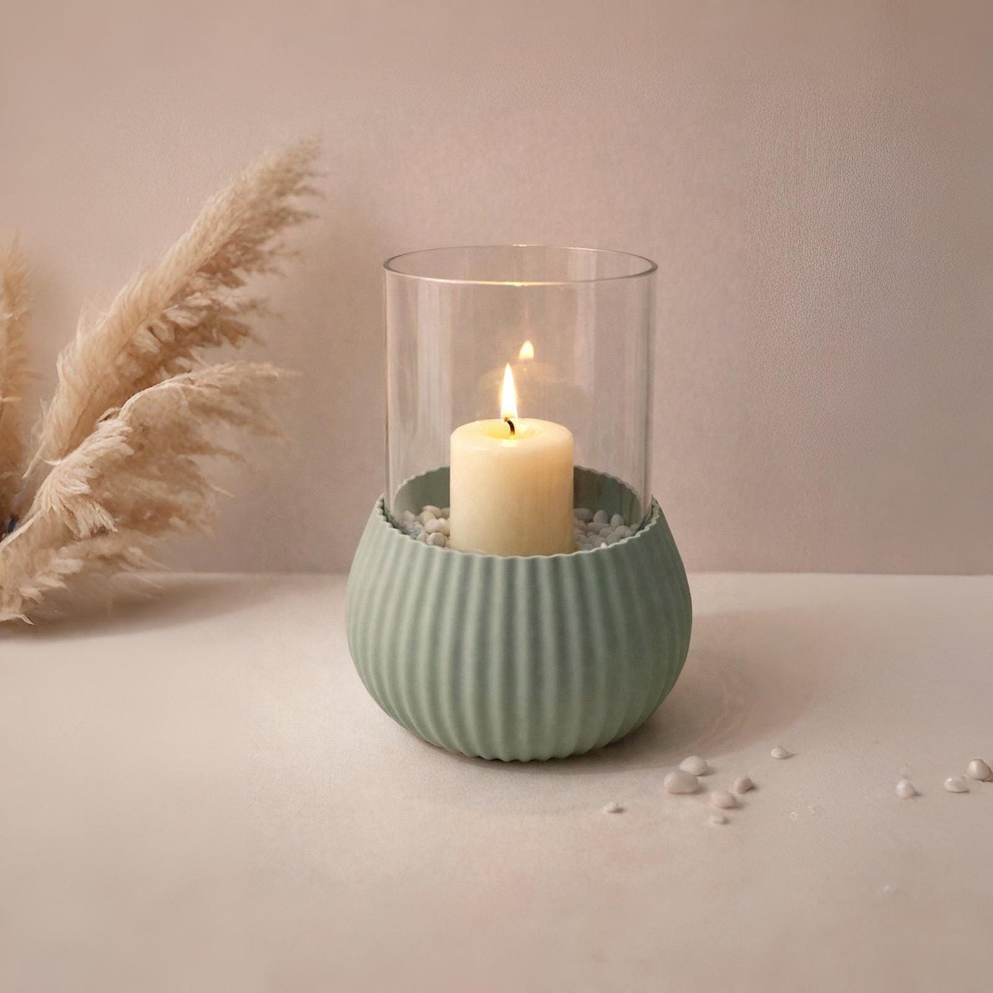 3D-gedruckter Windlichthalter geriffelt