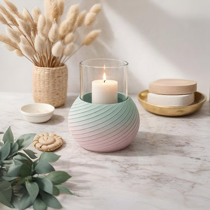 3D-gedruckter Windlichthalter Spiralstruktur