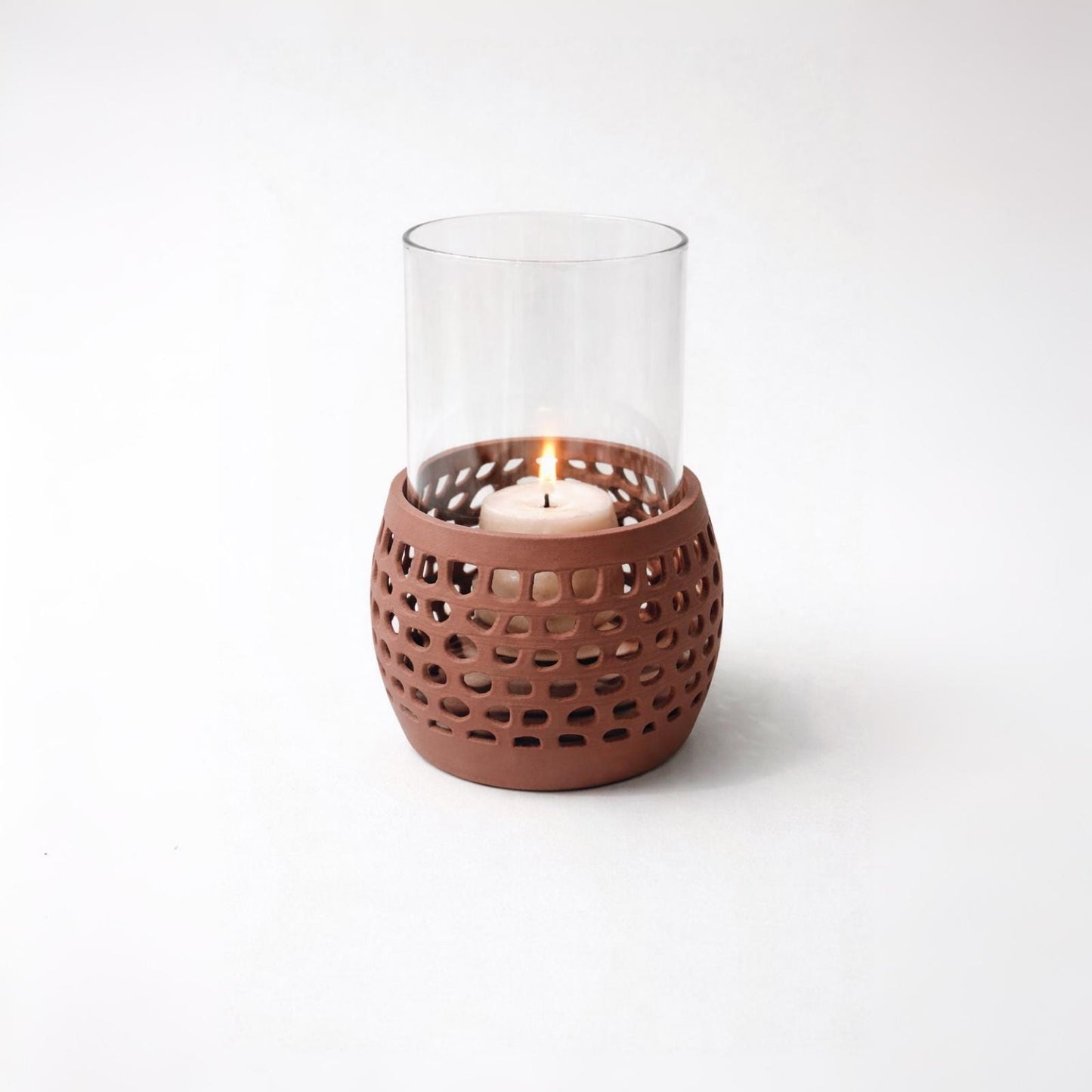 3D-gedruckter Windlichthalter mit Lochstruktur