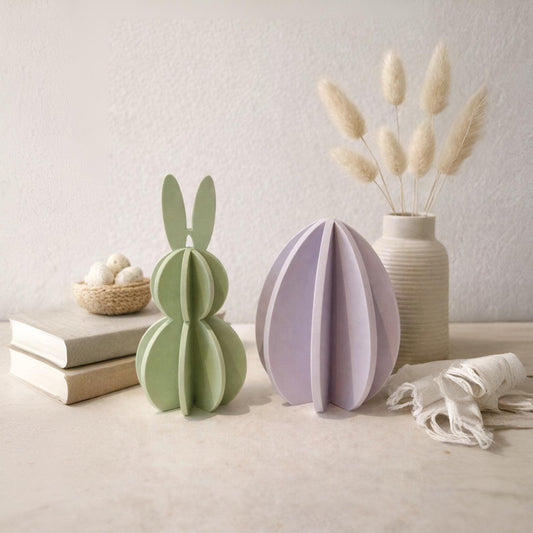 Osterfigur Hase & Ei stehend - Wabenoptik