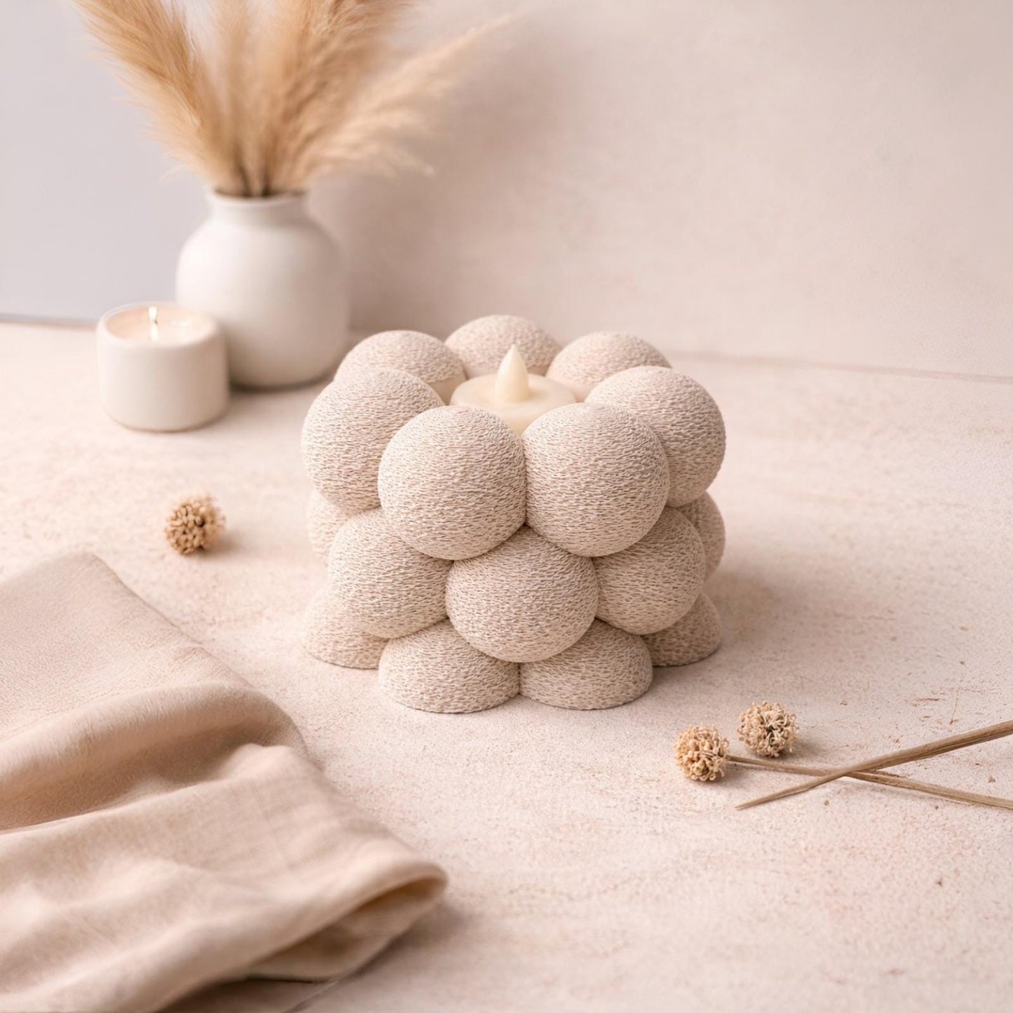 Moderner Bubble-Teelichthalter in Blütenform | 3D-Druck Deko